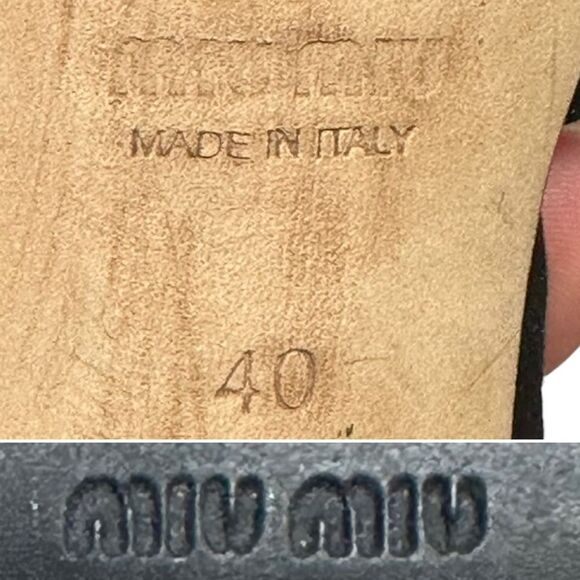 MIU MIU Black Suede Leather Platform Slingback Pumps Heels Peep Toe 40 10 - Picture 8 of 16